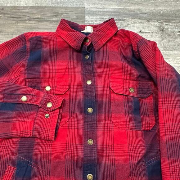 Duluth Trading Shirt Mens L Jacket Plaid Flannel Fleece Lined Button Up Shacket - Picture 3 of 9